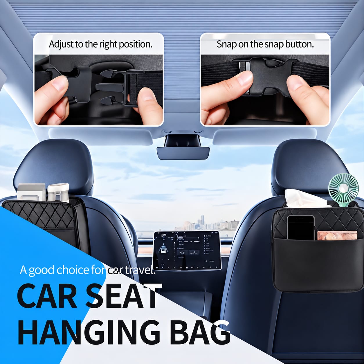 Premium Black Car Seat Organizer Bag - Image 6